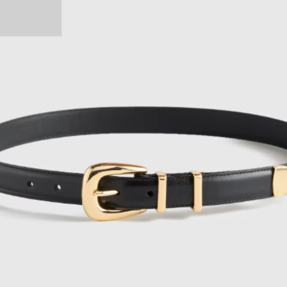 NWOT Quince Lola European Leather Western Belt Black Medium main image 2